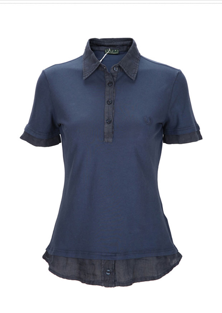 fred perry佛莱德 派瑞拼接翻领女士短袖polo衫 藏青色 l