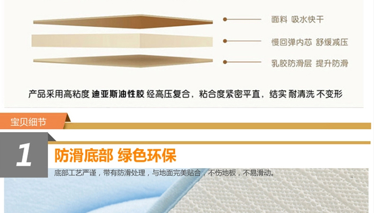
                                        瑞邦（Rui.B）进门垫吸水地垫 浴室防滑脚垫 卡通海豚厨房卫生间地垫 咖啡自行车 50*80cm                