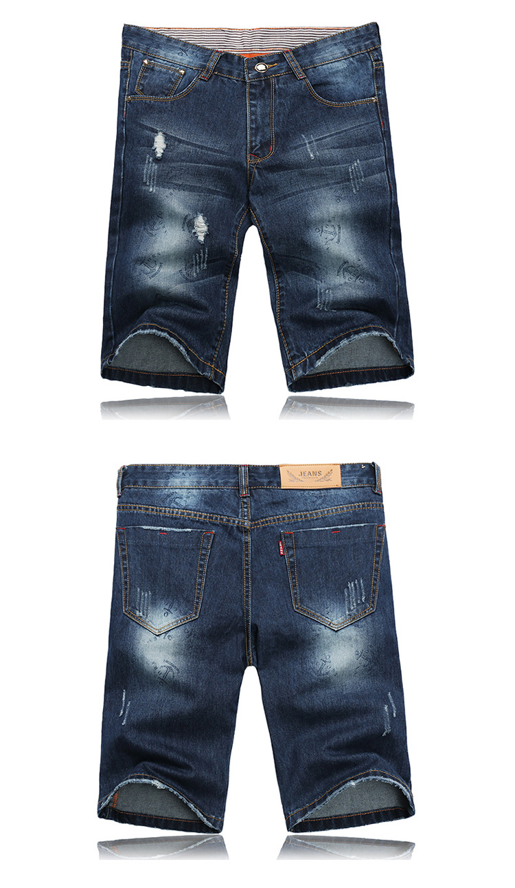 丹杰仕 夏季外贸大码男装牛仔五分裤 男士宽松大号牛仔中裤 加肥加大