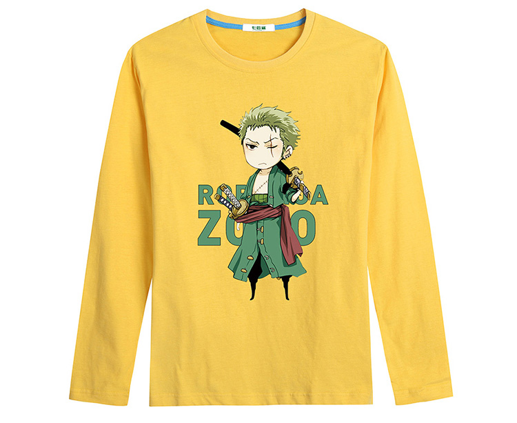 秋装t恤长袖海贼王索隆 韩版潮流男士长袖印花纯棉宽松圆领打底衫t恤