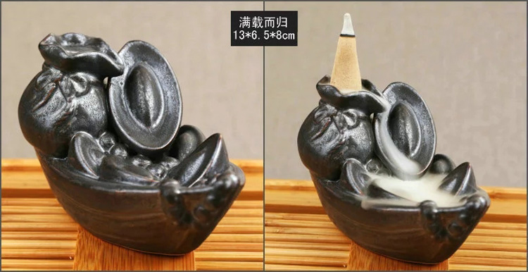芳夕 烟倒流香炉 锥香沉檀塔香陶瓷香薰焚香炉 香道 高山流水送香 百莲好合 送香10粒