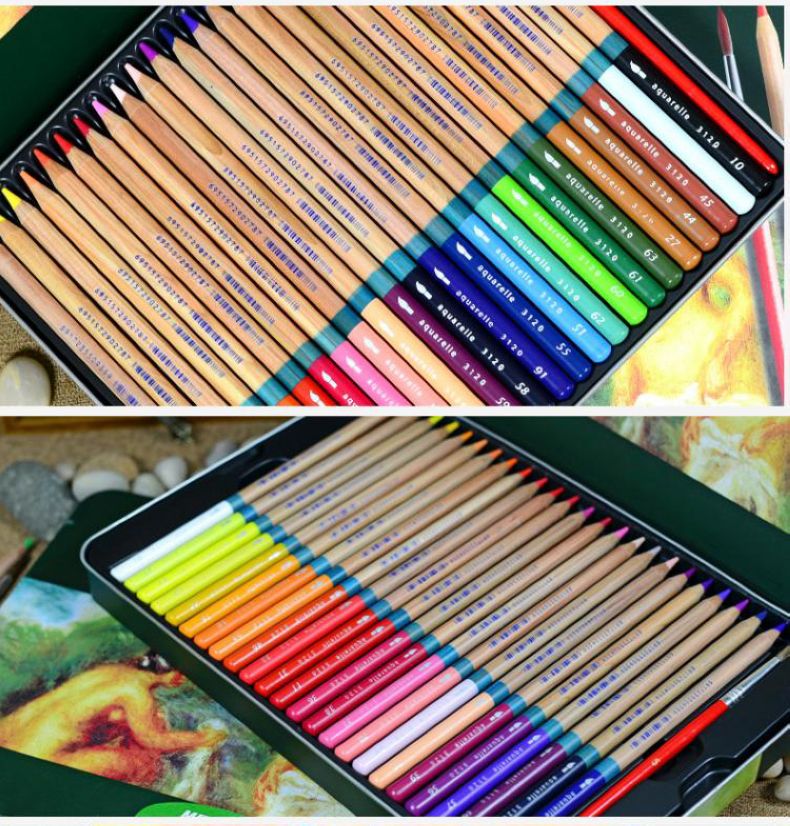 马可雷诺阿48色水溶性彩色铅笔72色水溶彩铅填图美术绘画彩笔312036色
