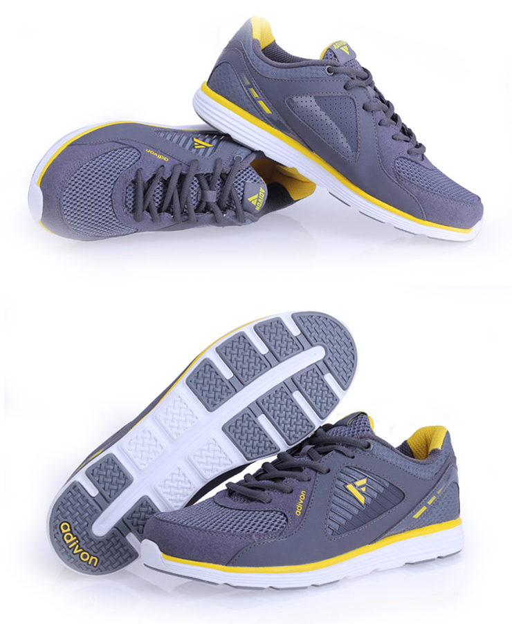 adivon阿迪王 男款休闲时尚网跑鞋 aw2153 灰黄 43