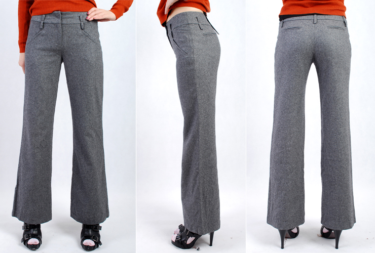 超划算zx宅辛 欧版高腰育克帅气百搭长裤休闲裤宽松直筒 k814046 浅