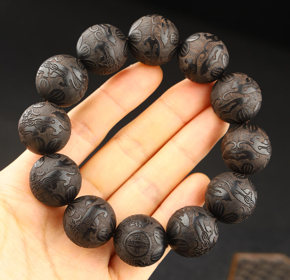 psg1536:qi39越南水沉香雕刻珠手串一条珠子尺寸:19.8mm