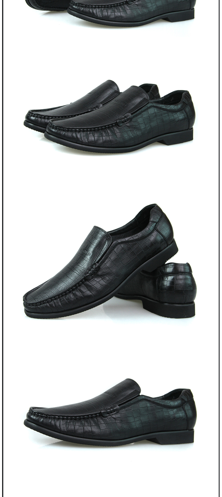 美国棒球手头层牛皮男鞋简约时尚休闲商务皮鞋11357181 黑色 38