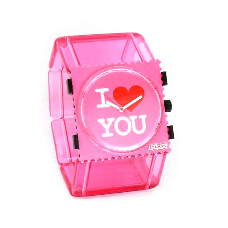 m.p.s.诗坦表全新设计 冰石系列 情侣表 我们的爱a 粉色透明冰石腕带