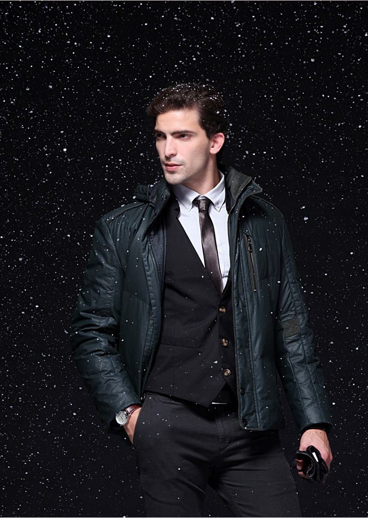 【亚狮龙】90%白鸭绒男装保暧羽绒服 货到付款 支持货到付款