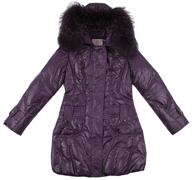 梦特娇女士时尚长款连帽羽绒服djl1480紫色 xl