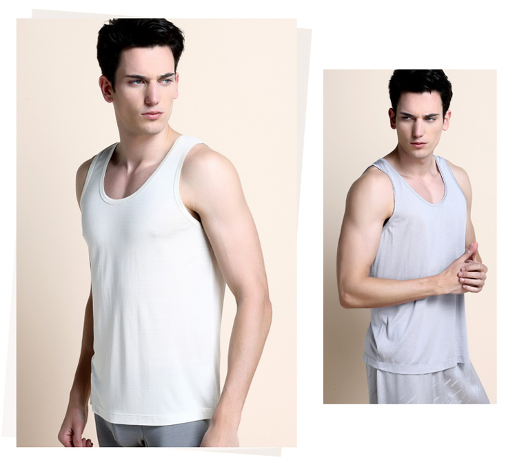 金三塔真丝舒适男士圆领背心yzm4a501灰色xl