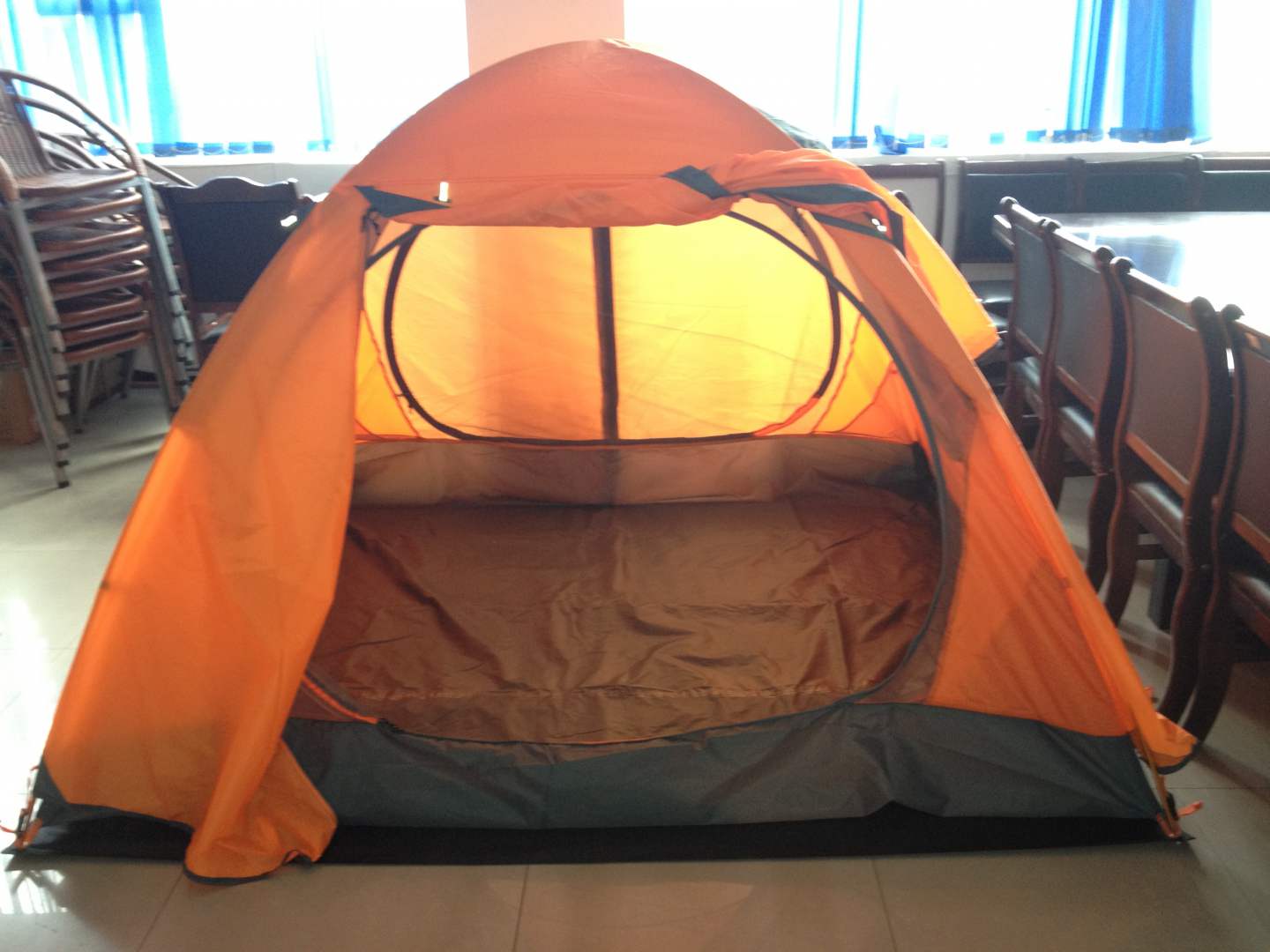 北山狼帐篷户外野外露营帐防雨手搭3-4人双层铝合金杆 清风2蓝色