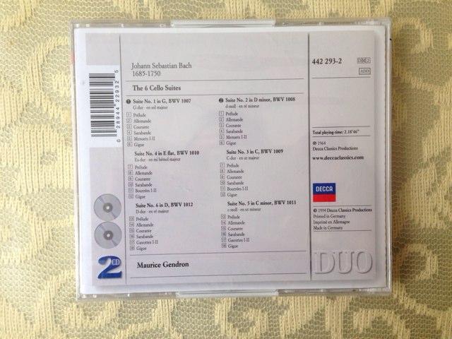 进口CD 巴赫：6首大提琴独奏组曲（2CD） 实拍图