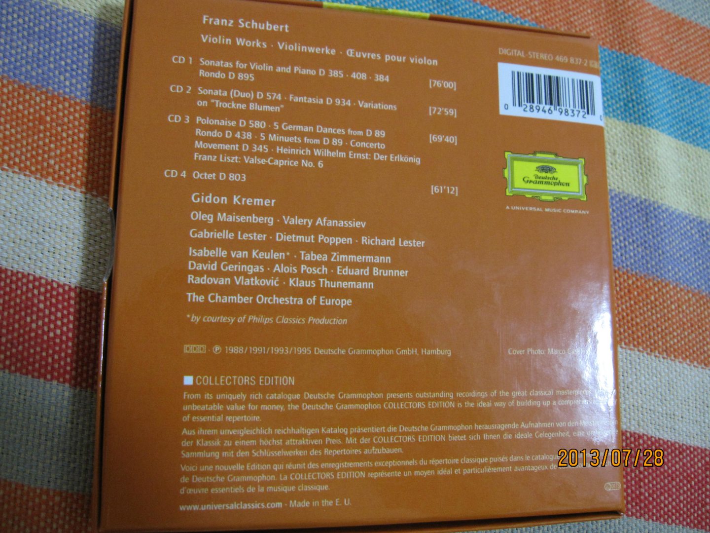 进口CD 舒伯特小提琴作品全集与八重奏（克莱默）（4CD） 晒单实拍图