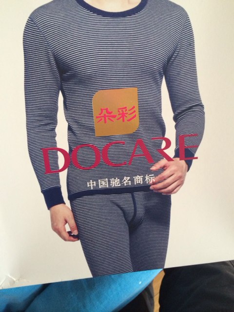 朵彩男女士保暖内衣套装加厚磨绒棉套装情侣内衣可以贴身穿着 藏青/白[圆领-男] L 实拍图