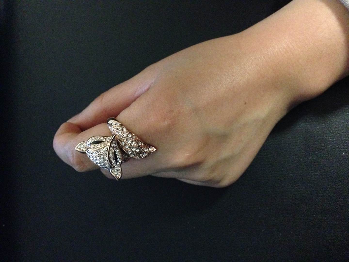 海雯妮人造水钻装饰戒指指环食指中指戒子饰品男士女 韩版夸张潮人 狐狸 金色 中号-内直径17mm 实拍图