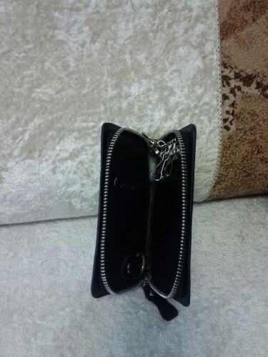 贺狮hest 经典简约牛皮拉链钥匙包13120018黑色【图片 价格 品牌 评论