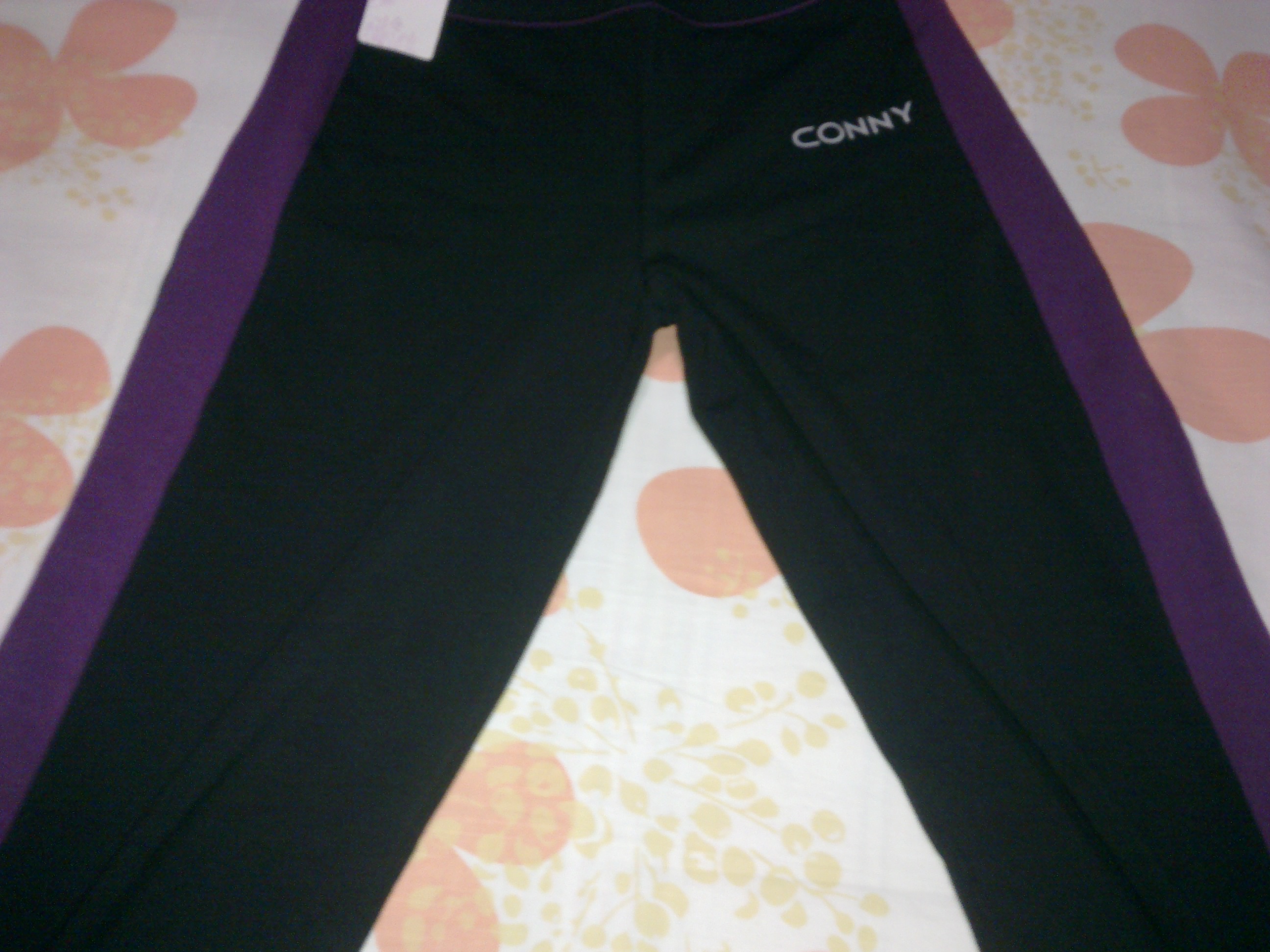 CONNY广场舞服装秋冬新款舞蹈练功裤宽松跳舞裤子女瑜伽裤运动健身长裤 黑紫 2XL 170 实拍图