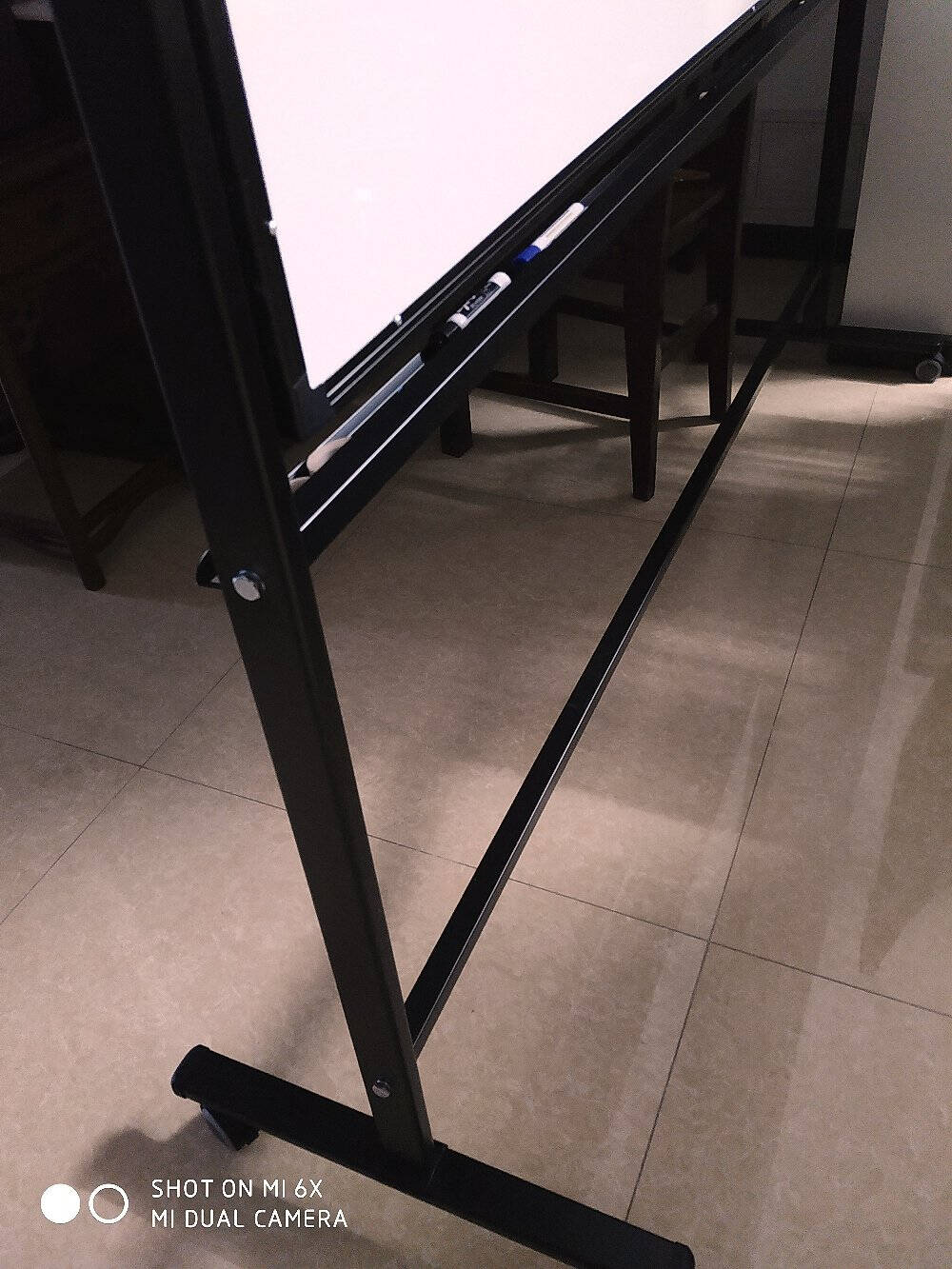 得力(deli)家用系列120*90cmH型支架式白板书写可移动升降教学儿童画板/办公会议白板黑板/写字板33725