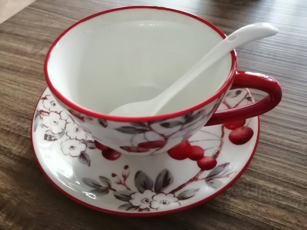佳佰美式水果系列咖啡杯碟带勺陶瓷马克杯牛奶杯茶杯碟杯子