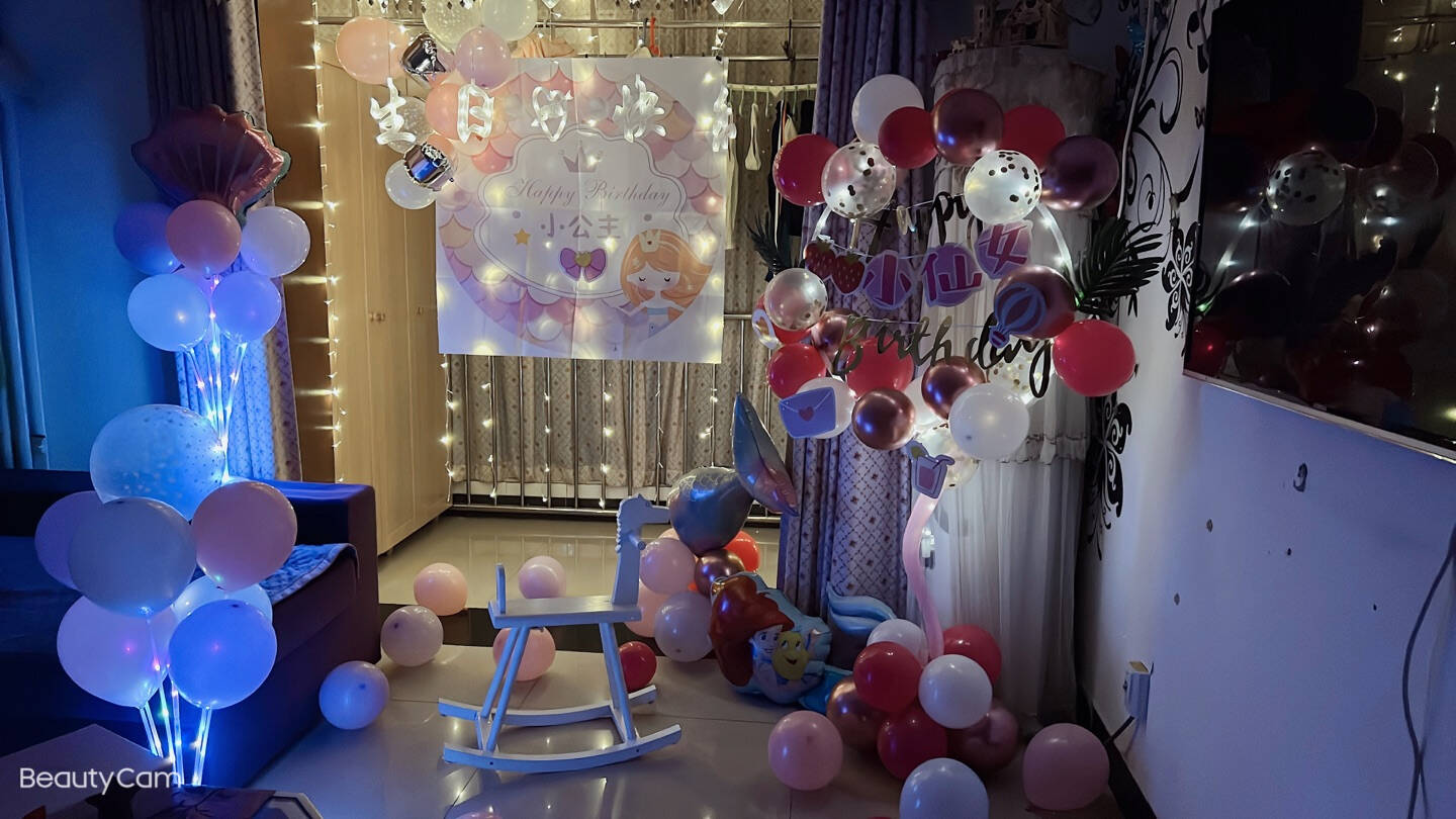 全品屋生日装饰女孩美人鱼主题快乐气球场景布置女童公主派对用品背景墙美人鱼主题生日气球套餐