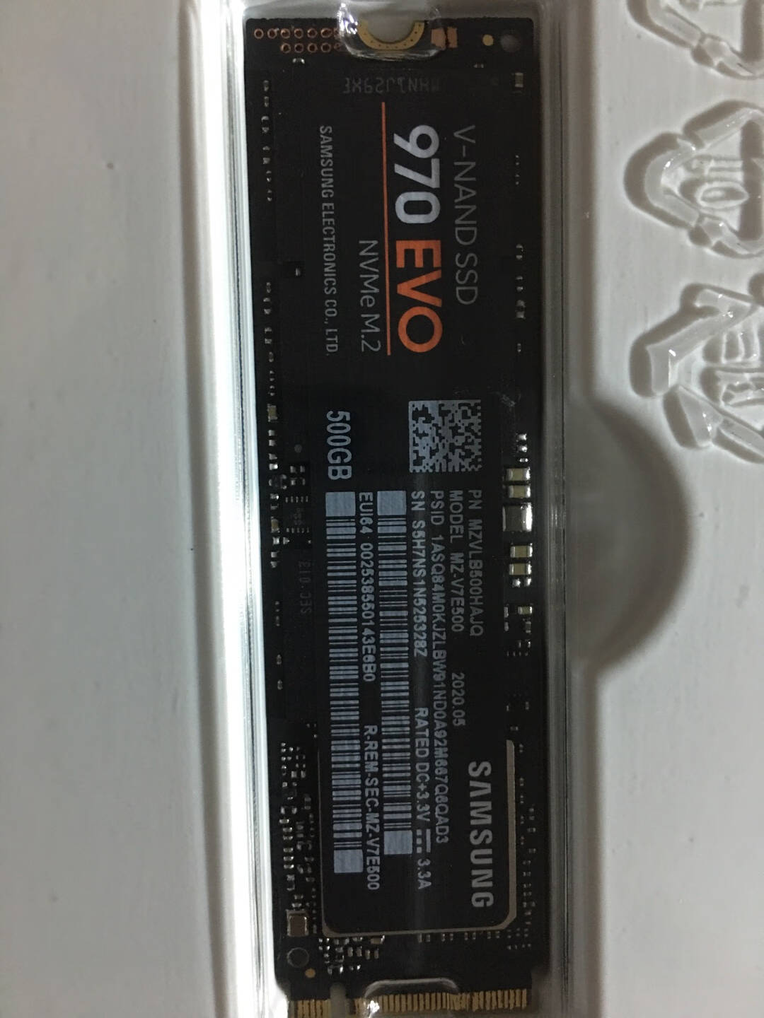 三星(SAMSUNG)500GBSSD固态硬盘M.2接口(NVMe协议)970EVO(MZ-V7E500BW)