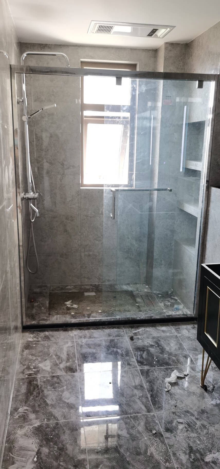 箭牌卫浴（ARROW）淋浴房隔断整体定制一字型形钢化玻璃简易不锈钢淋浴房（签收前要验货）1.2-1.29m双活动不锈钢【1988】