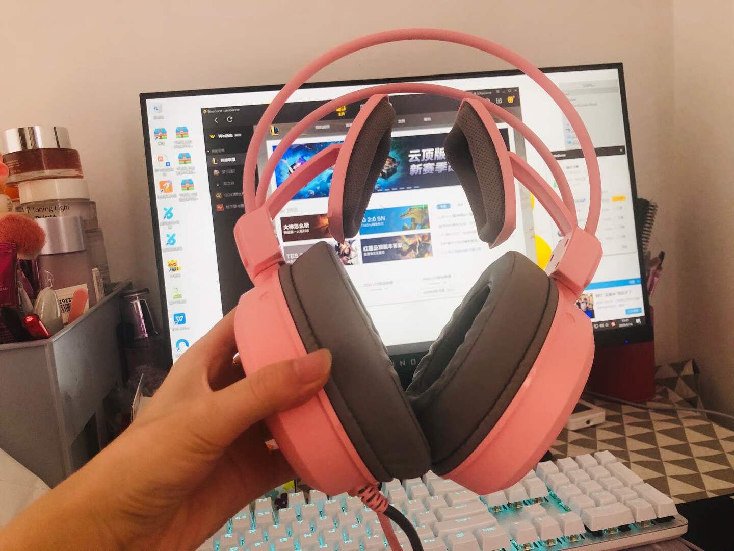 雷柏vh610游戏耳机送女朋友粉色游戏礼物