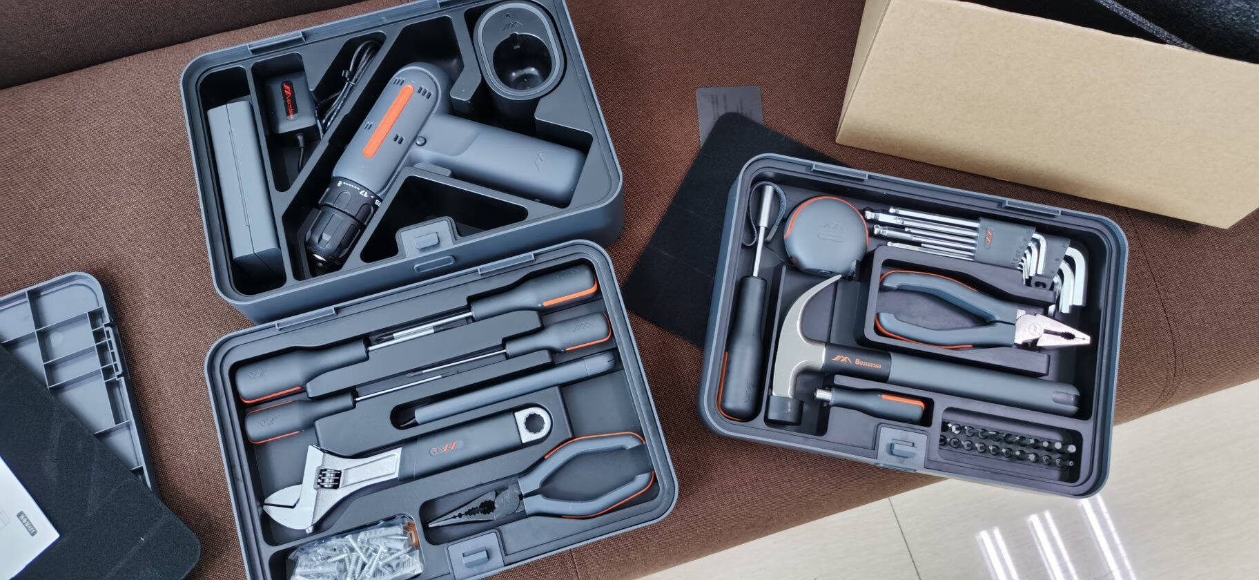吉米家居家用多功能维修工具箱套装锂电钻电动螺丝刀套装五金工具电工木工维修套装吉米盒子X3-ABC