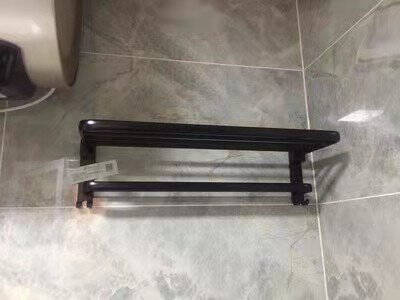 一卫(yweel)黑色毛巾架免打孔浴巾架卫生间浴室置物架卫浴挂件套装37000旗舰款6件套