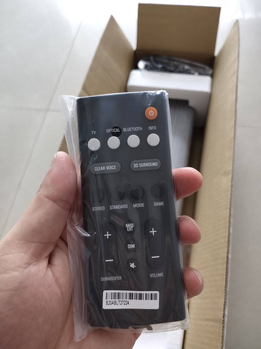 雅马哈(YAMAHA)SR-B20A蓝牙回音壁Soundbar5.1家庭影院(内置低音炮)条形音箱壁挂家用电视音响黑色