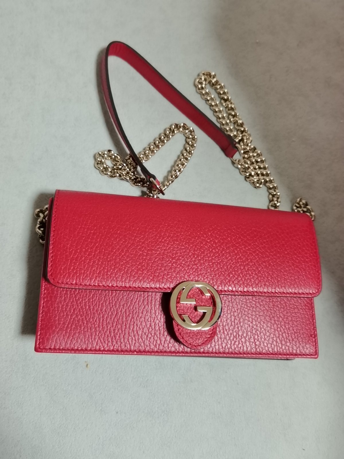 古驰gucci女士斜挎包荔枝纹双g扣风琴送女朋友5k以上生日礼物