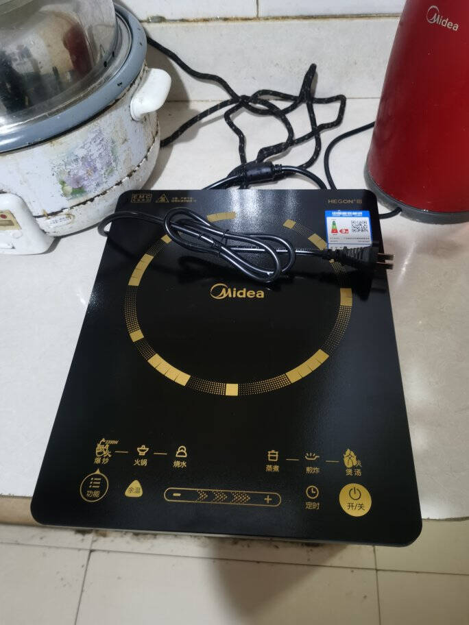 美的(Midea)电磁炉家用2200W大火力汉森面板电磁灶智能定时旋风防堵风机C22-RT22E01(RT22E0108)