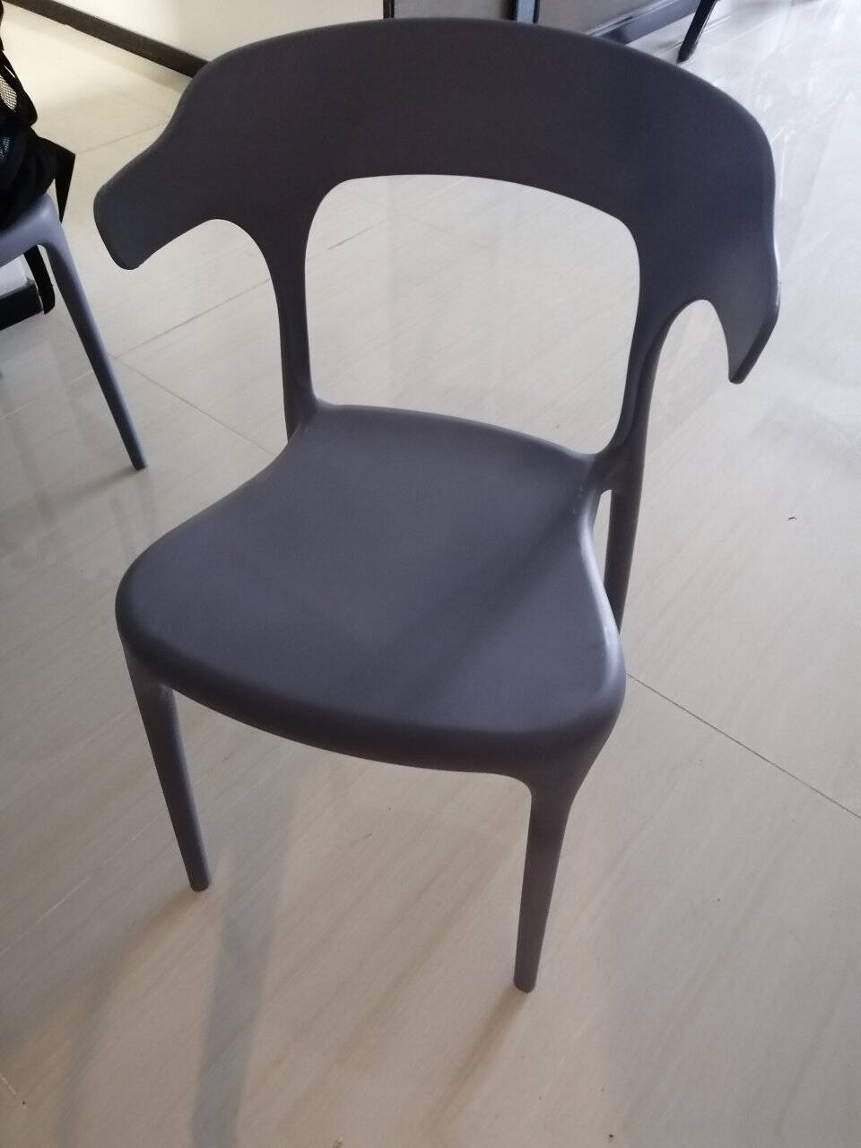 密林牛角椅子靠背网红餐椅家用塑料懒人休闲简约加厚加强北欧办公椅加强-时尚灰
