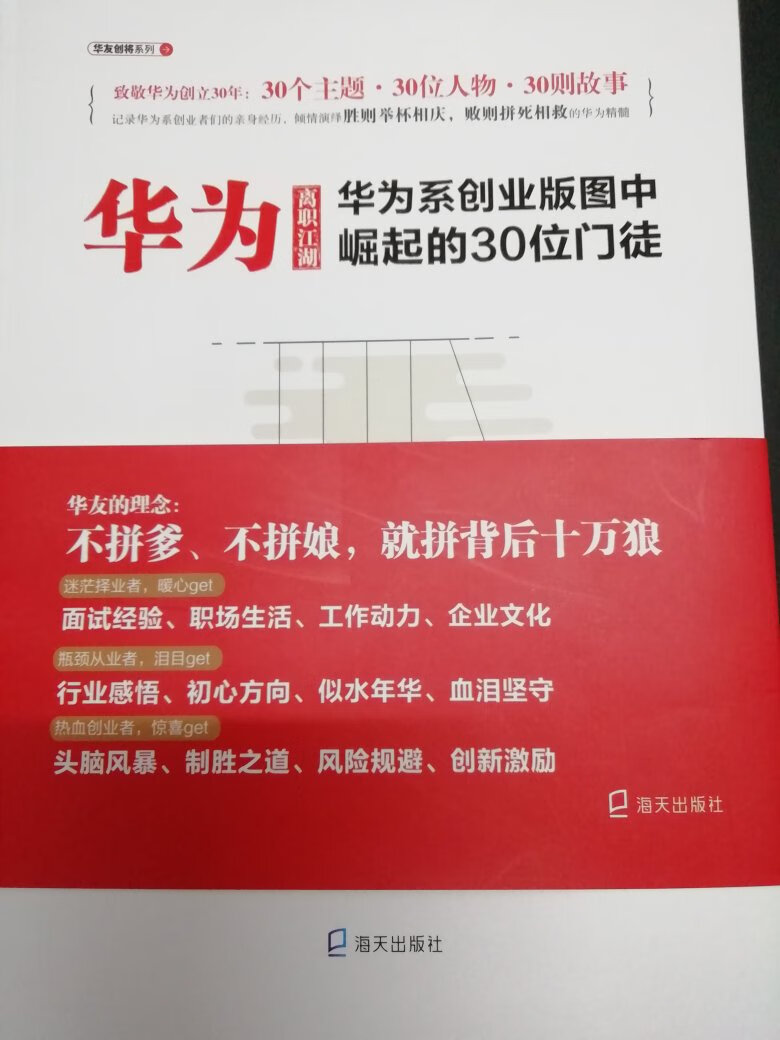 封面不错，大红大喜，故事也不错，从这些华为离职的故事中选到很多，很励志