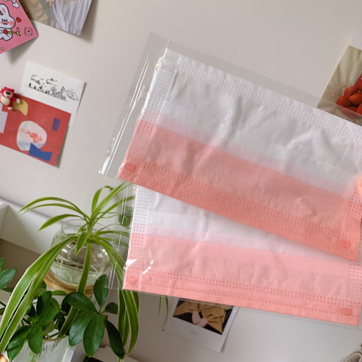 芊羽彩色渐变网红一次性口罩女独立包装粉色口罩浅粉独立包装10只