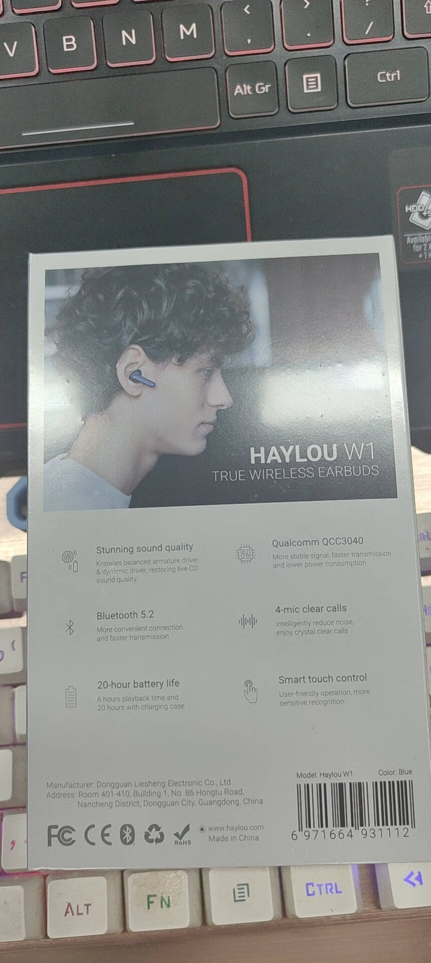Haylou/嘿喽W1四单元圈铁真无线蓝牙耳机高通芯片3040蓝牙5.2适用小米华为苹果钢琴白