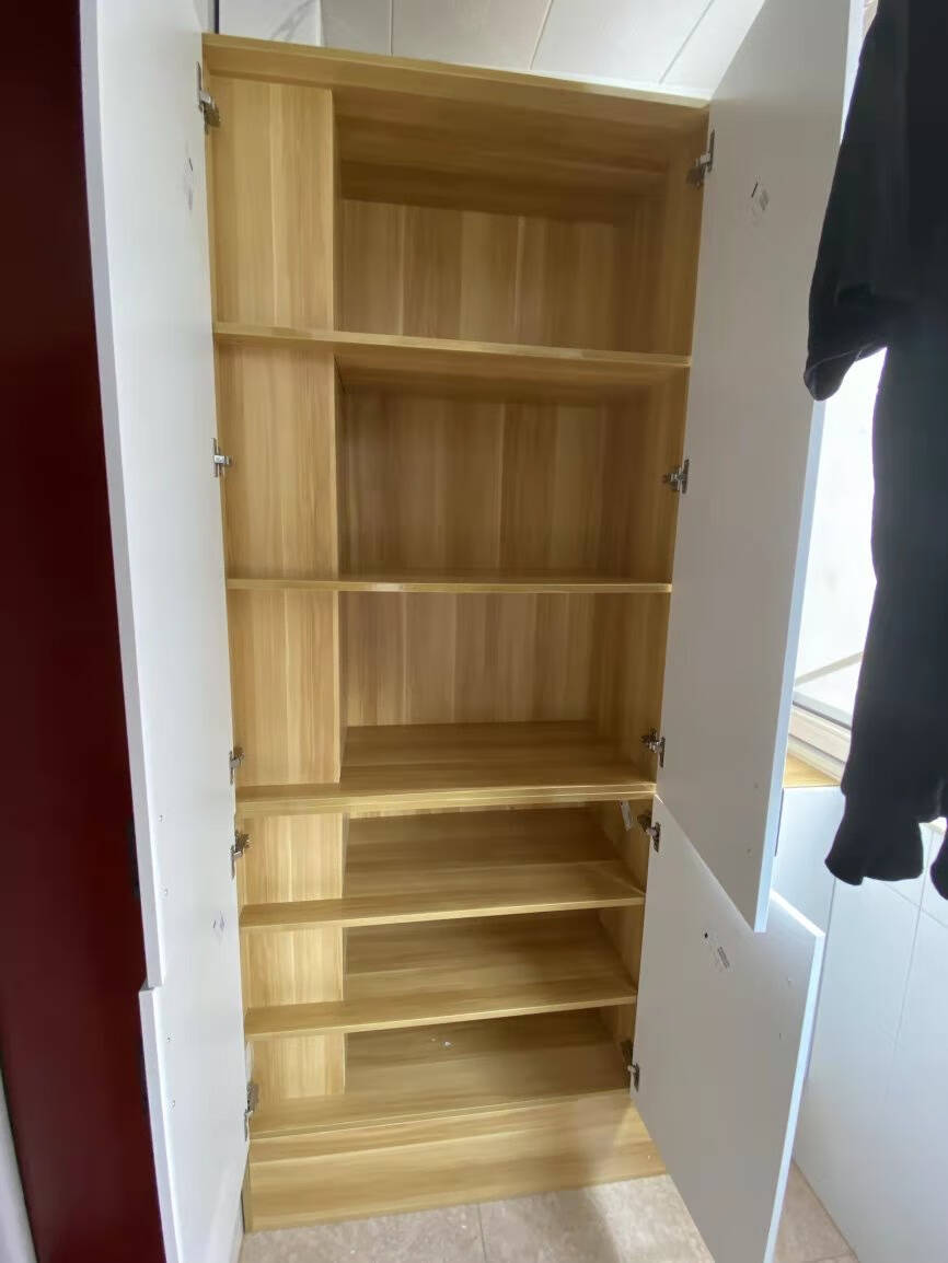 尼创定制书柜自由组合收纳格子柜带门储物柜窄书架木质小柜子定做尺寸窄五层浅胡桃35*24*1800.6米以下宽