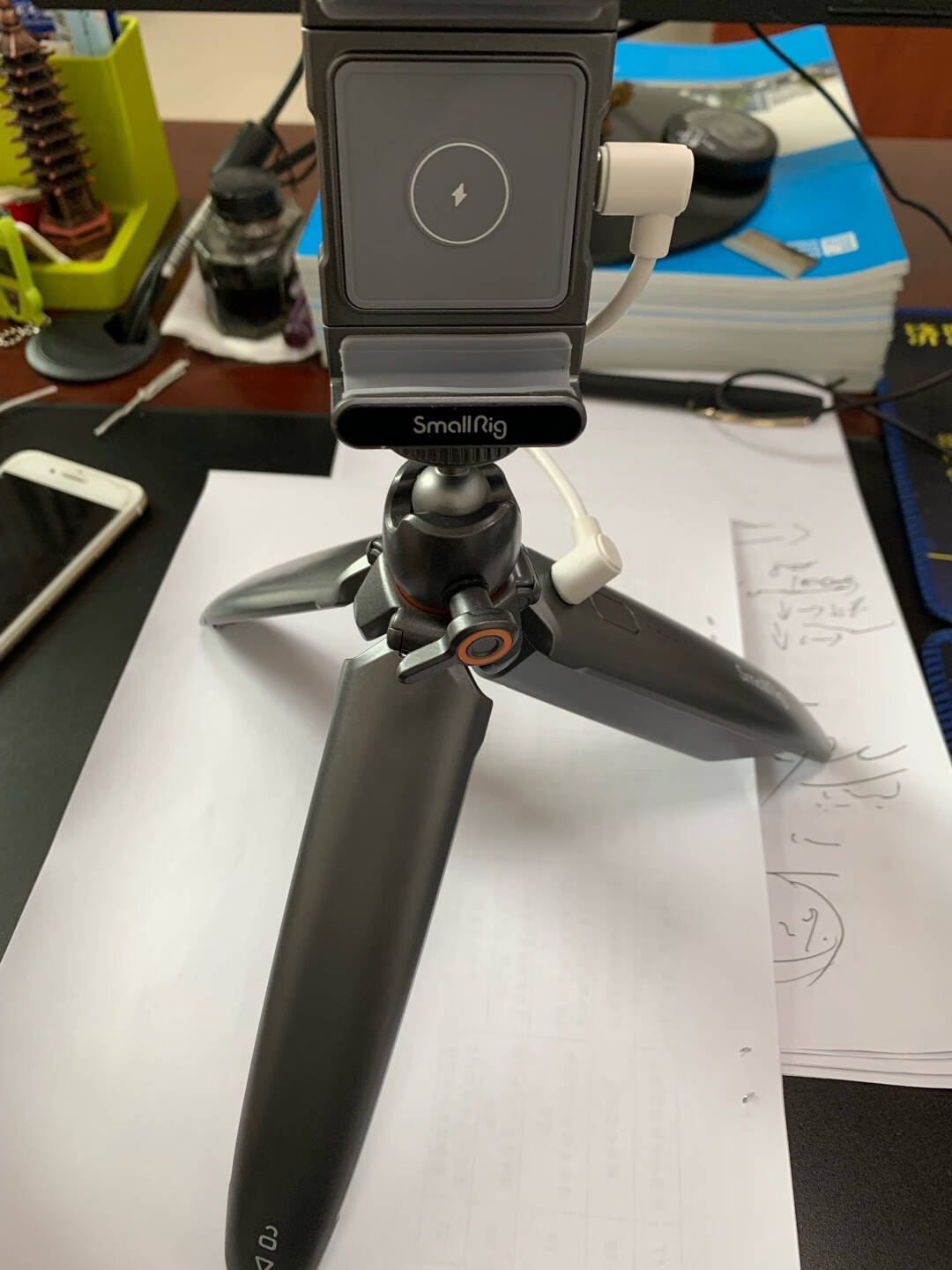 SmallRig斯莫格ET10迷你三脚架小型iPhone手机无线充电手持便携自拍杆三角支架3108太空灰