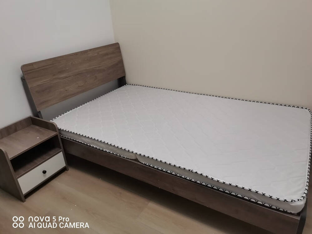 波仔实木床1.8米现代简约欧式双人床1.5出租房床板式床1.2m单人床灰橡色单床1500mm*2000mm框架结构