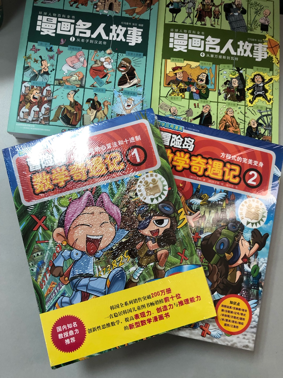 读书群里推荐的，冒险岛数学奇遇记用漫画的形式，引入了全新的奥数思维方式，以提高孩子的表现力、创造力与推理能力。还有语文历险记喔，下次收集全套！