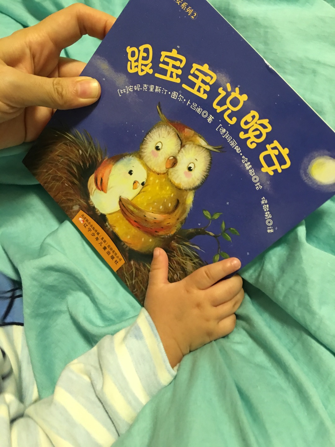 宝宝晚上睡眠读物，图书很好，早教好书籍，宝宝8个月，虽然不懂，但是图片颜色鲜艳吸引眼球！