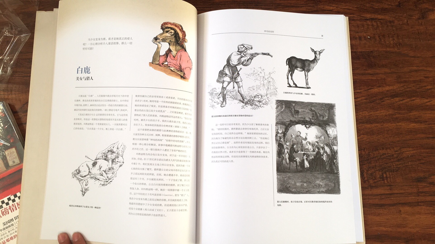 这应该是在我所有书开本最大的一本书了，里面讲的都是各种动物的变形，书中文字还配有很多手绘插图，可以看到动物变形的过程