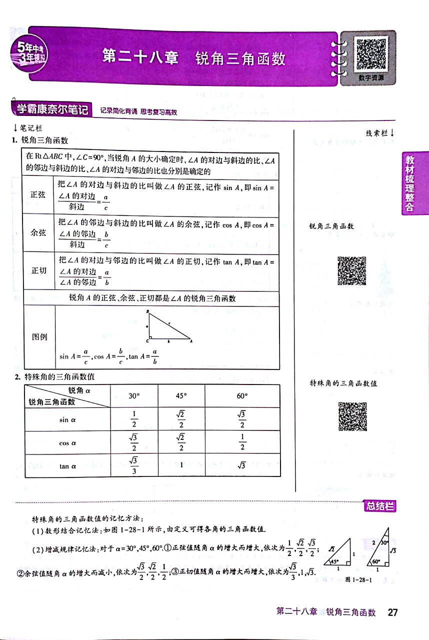 九年级部分的内容真的特别少，才4页，还什么康奈尔笔记。