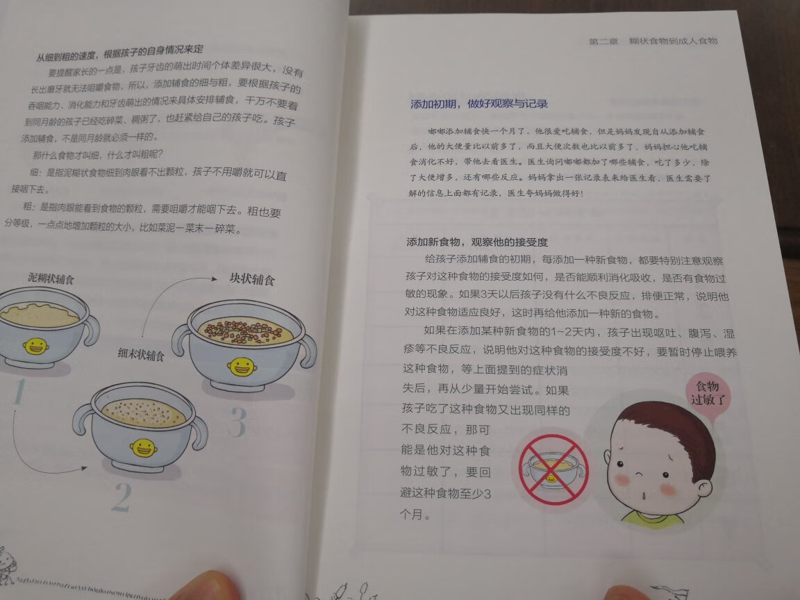 崔医生的这本辅食添加学问，详细的介绍了婴儿按时添加辅食的必要性；辅食添加的原则（如何真正做到从稀到稠，从细到粗，从一种到多种）；如何从泥糊状食物过度到成人食物；如何合理的搭配食物的种类；如何添加调味品等，解决了新手爸妈对喂养孩子无从下手的烦恼。特别是第四章的喂养细节里，选择什么辅食？在什么地方吃？谁来喂？选择什么餐具等等，给困惑的新手爸妈提供了很好的指导。真是适合每个家庭必备的育儿书。