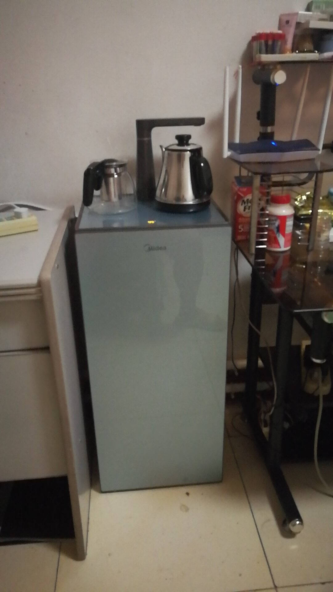 美的(Midea)饮水机茶香茶吧机家用下置式桶装水多功能智能自主控温立式温热型YR1025S-W