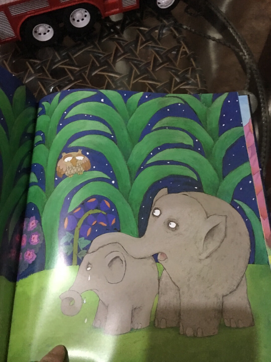 花格子大象爱玛系列买了两本，图片很漂亮，故事也很有爱，拍点图片给大家参考下
