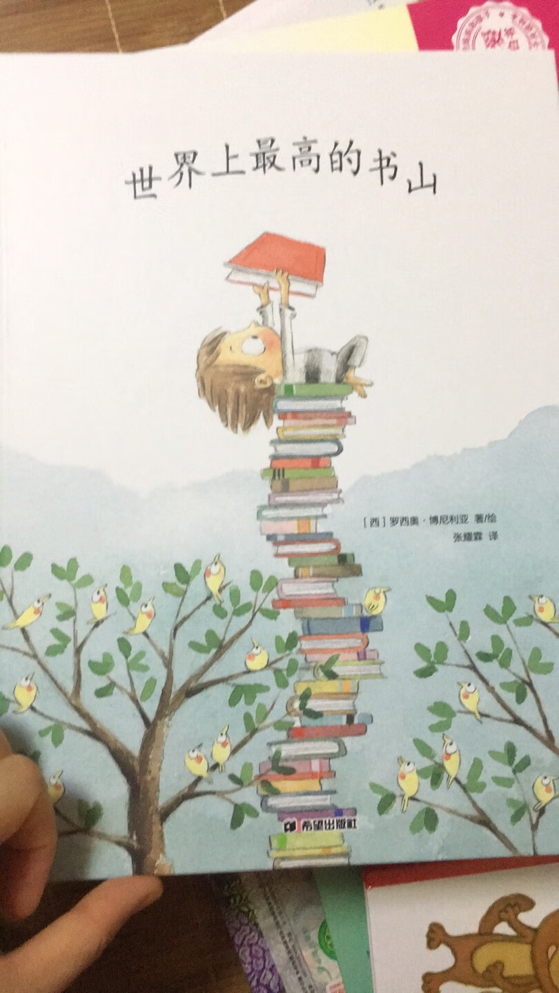 书的绘画风格有点模糊雾蒙蒙的，内容不错，讲一个小男孩想飞起来，妈妈给了他一本书，他就爱上了看书，看了很多很多书，书堆积如山，想象力丰富的飞了起来