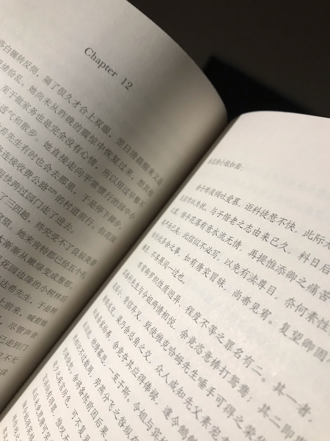 里面的书信有些是文言文。。。Chapter12是个小说的高潮部分，突然的几页文言文把我给气倒，一下子就浇灭了我的激情。如果喜欢的读者可以入，我反正是重新下单了。这个版本估计文言文书信是一大特点吧，还有后面的注解很详细。可以用来了解一些英国的历史文化。（3颗星无法提交？）