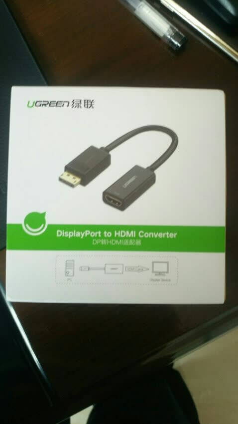 绿联(UGREEN)DP转HDMI转换器线高清DisplayPort公对母转接头笔记本电脑台式机接显示器投影仪40362