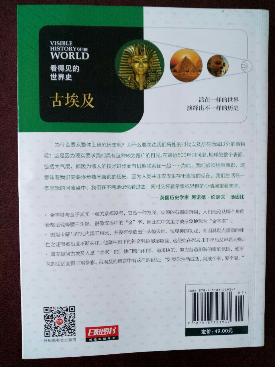 古埃及不同于现在的埃及，因为它的文明淹没在茫茫的沙漠里，没有传承下来。本书带读者走进神秘的法老的国度，了解古埃及的历史。本书图文并茂，可读性强，极力推荐。我去过埃及，行万里路之后再读此书，受益